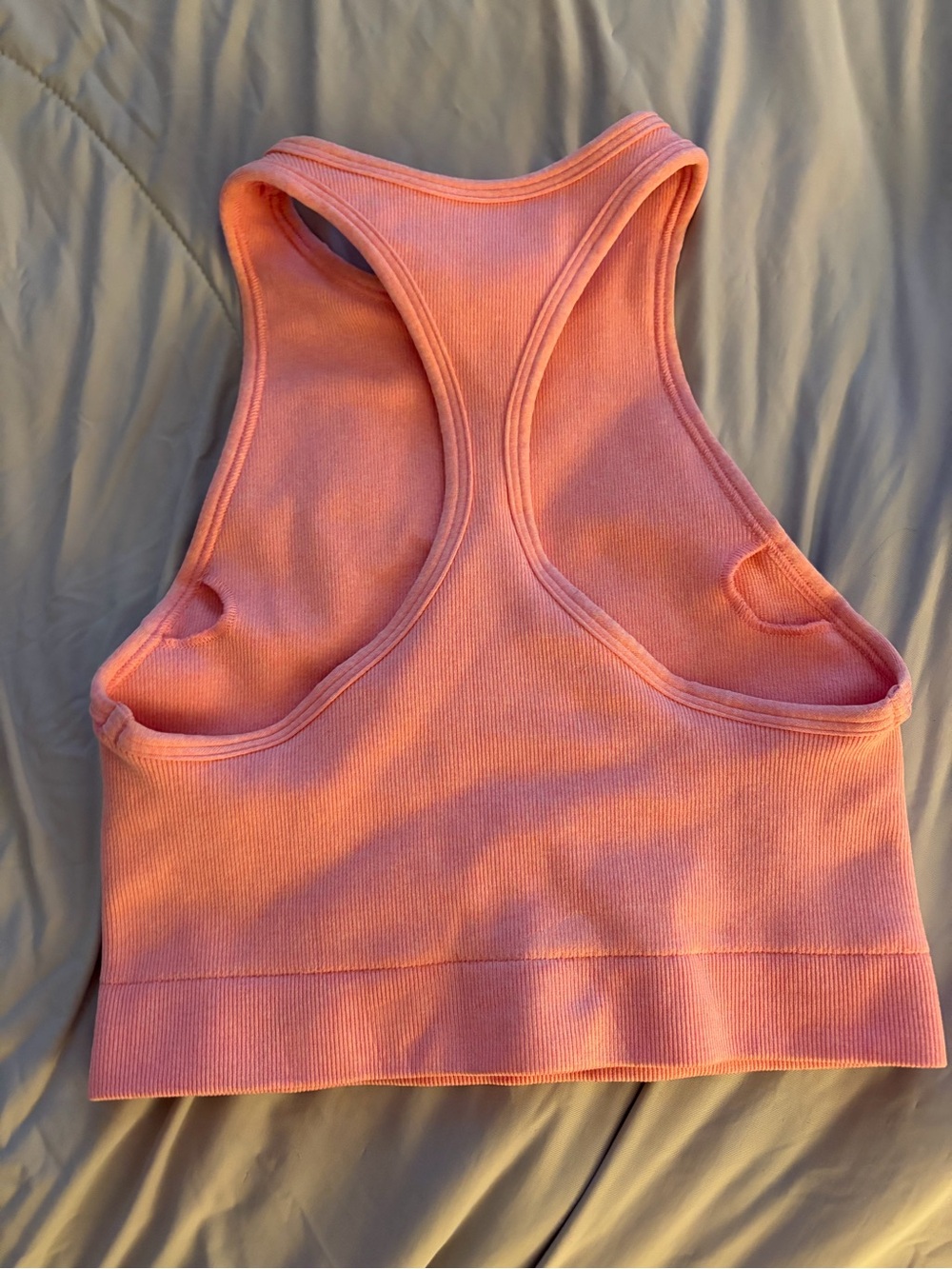 NUX Coral Ribbed High-Neck Racerback Crop - Picture 3 of 4
